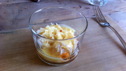 Crab, carrot and hollandaise. 