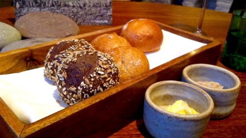 Malt bread with cracked rye, wholemeal with ale, white bread with onion and thyme. 