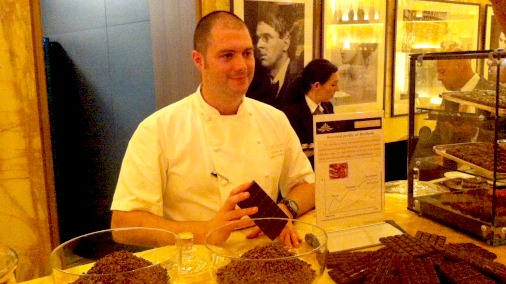 Chef Andrew Blas, in proud possession of his new chocolate.