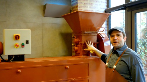 Nicolas Berger introduces me to the first of his precious machines, the roast. 