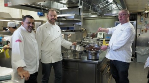 Chris Galvin gets chocolatey with Cyrus Todiwala and Fergus Henderson. 