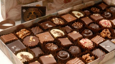 The chocolatier at work - a box of 50. 