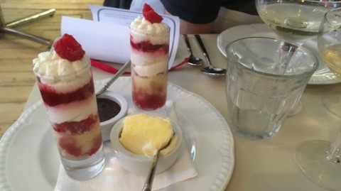 The raspberry trifle. 