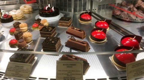The tempting patisserie counter.